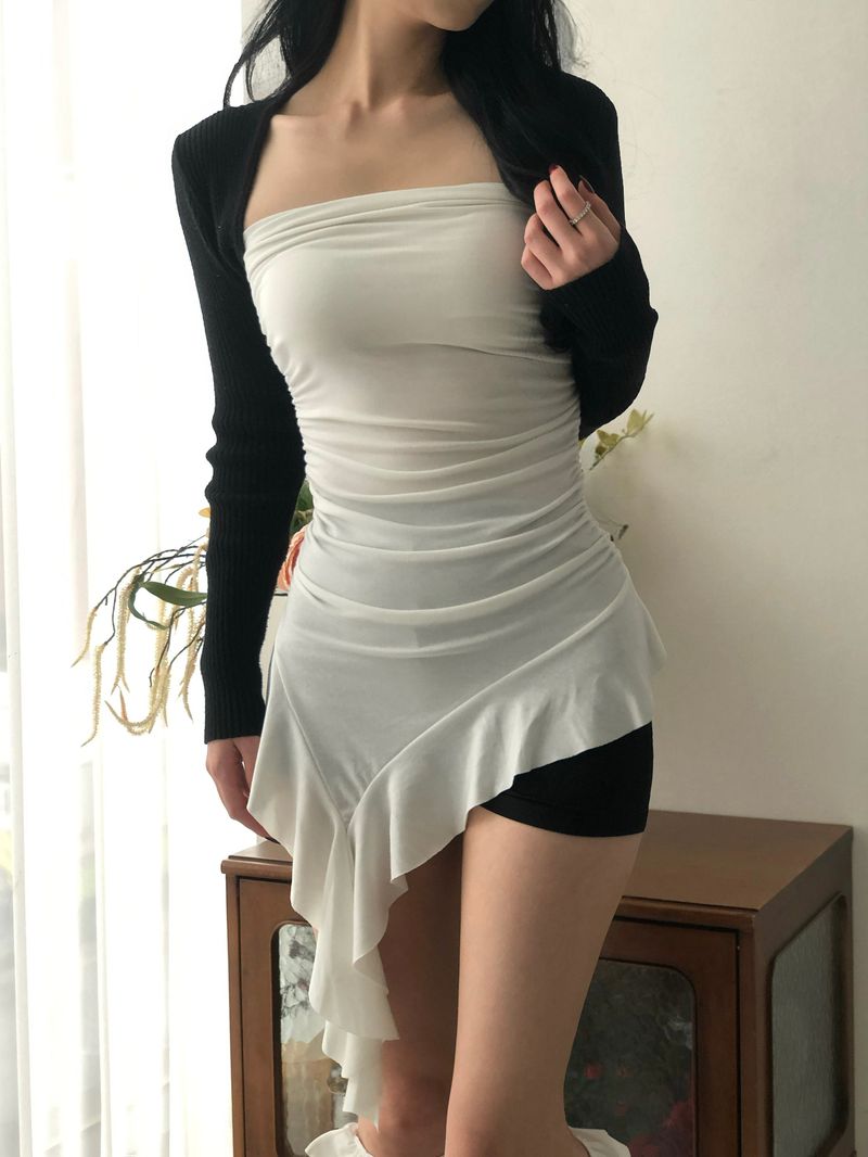 Frill Unbal Mini-dress