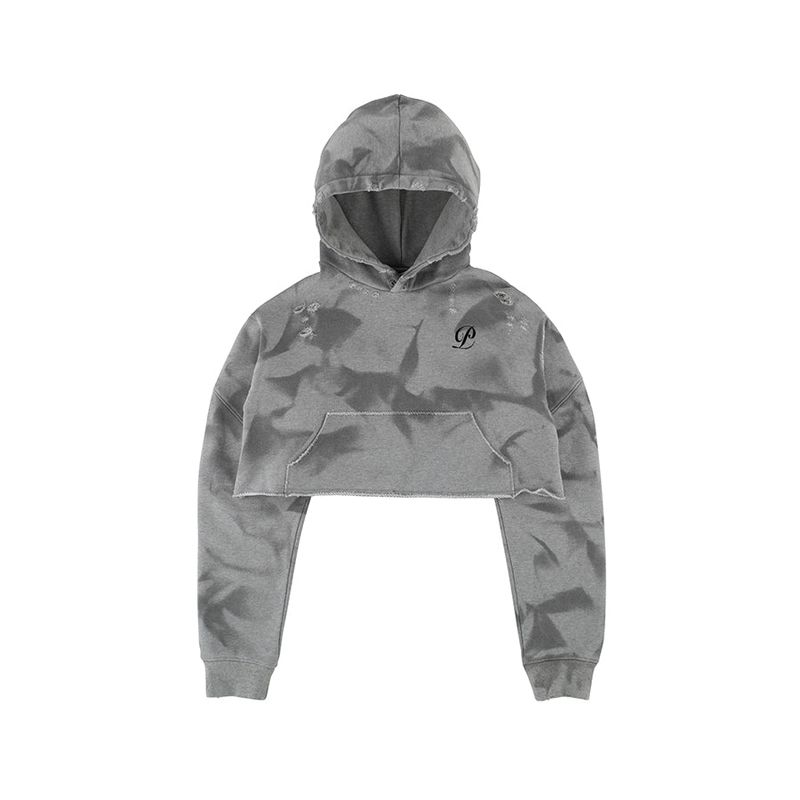 PEOPLEOFTHEWORLD(ピープルオブザワールド)の「Crop Damage Sweatshirt (GRAY)(Tops)」