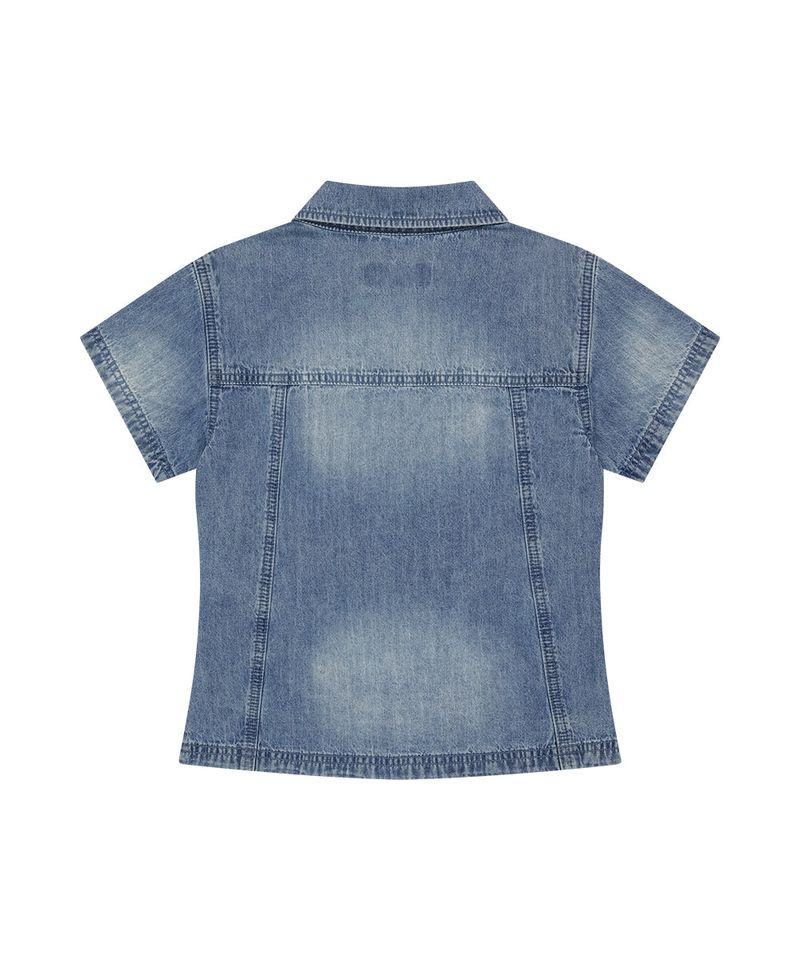 DENIM STUD HALF SHIRT
