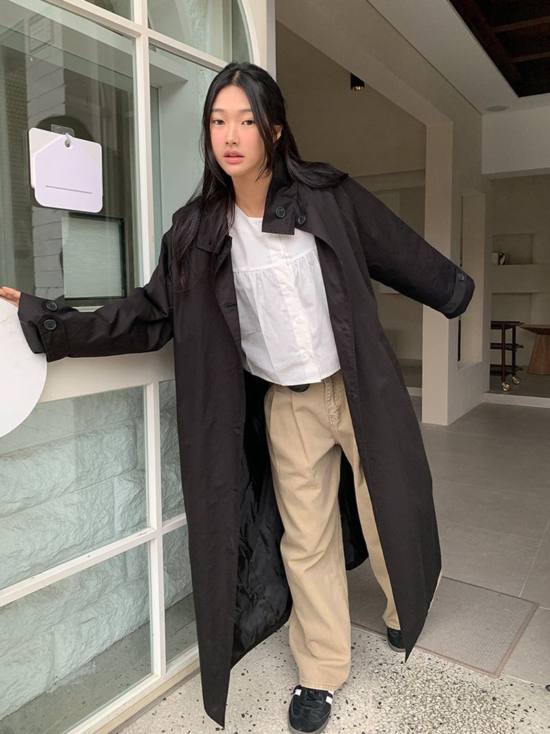 HIGH NECK MAXI TRENCH COAT (3C)