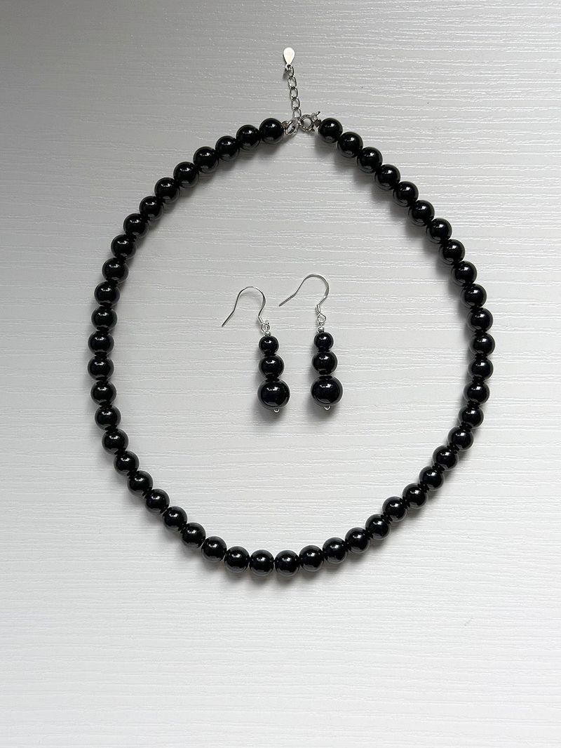[925silver] Drop onyx earring