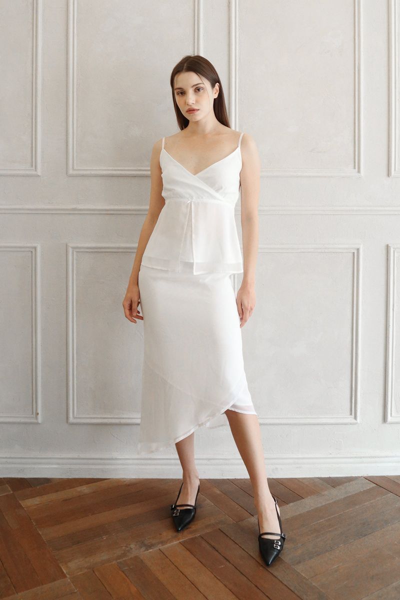 Lisha wrap long skirt (white)