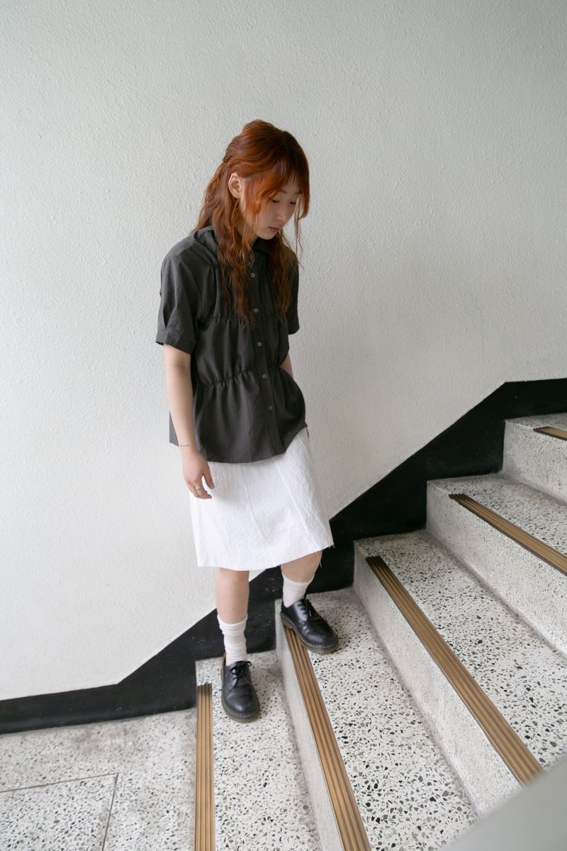 embo button midi skirt(3colors)