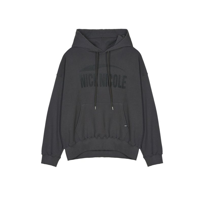 NICK&NICOLE(ニック&ニコール)の「NICOLE CRACK BIG LOGO HOODY_CHARCOAL BLACK(Tops)」