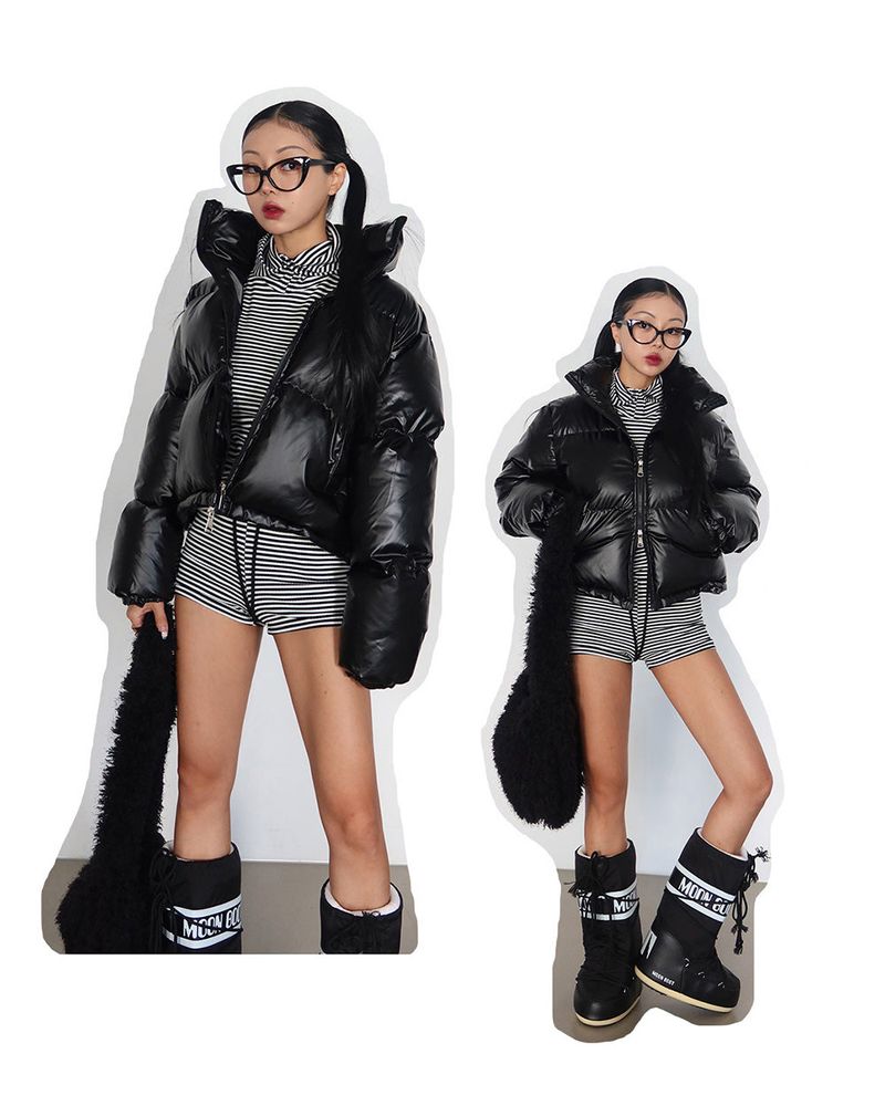 Delight-J（ディライトジェイ）の「Glossy Two-Way Cropped Short Padded Jacket（Jackets/Outerwear）」