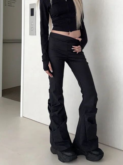 SIAOSIKO（シアオシコ）の「ウエスト フレア パンツ - ディープ ブラック（パンツ）」