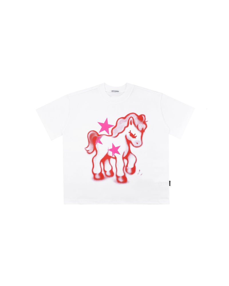 DirtyCoins（ダーティーコインズ）の「DirtyCoins グラフィティーポニープリントTシャツ ホワイト（トップス）」