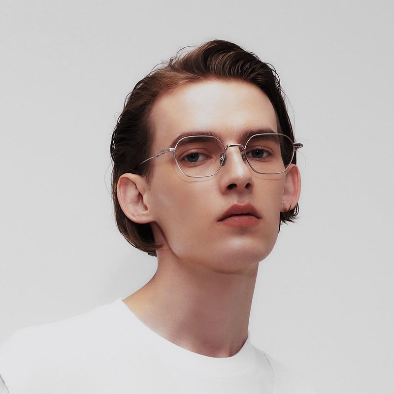 Knouun Square titanium glasses CODE. 102. A Silver