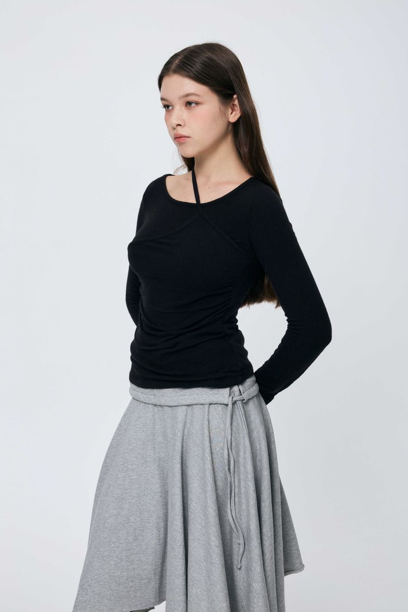 MUREN SHIRRING TOP / BLACK
