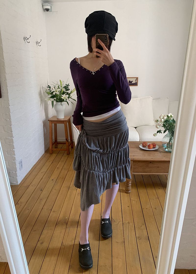 UNBAL WRINKLE SKIRT