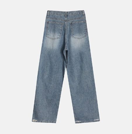 Road Damage Wide Denim Pants