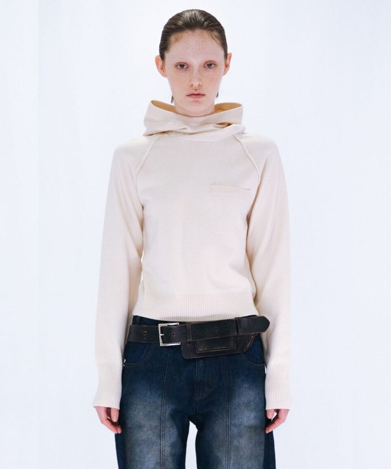 KNIT HOODIE TOP