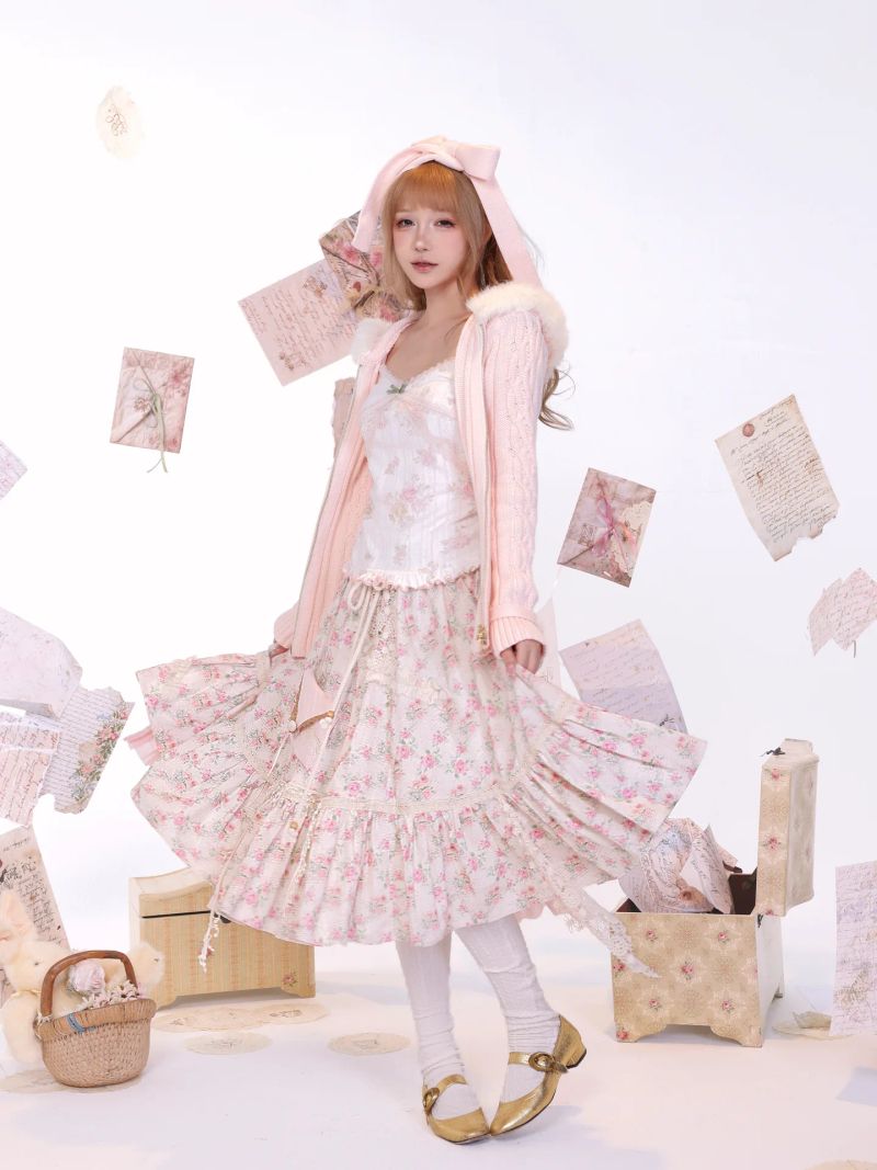 Rose Letter Long Skirt