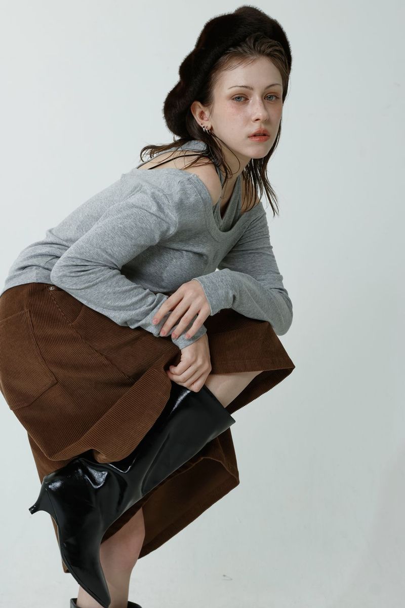 CORDUROY A-LINE PANTS_LIGHT BROWN