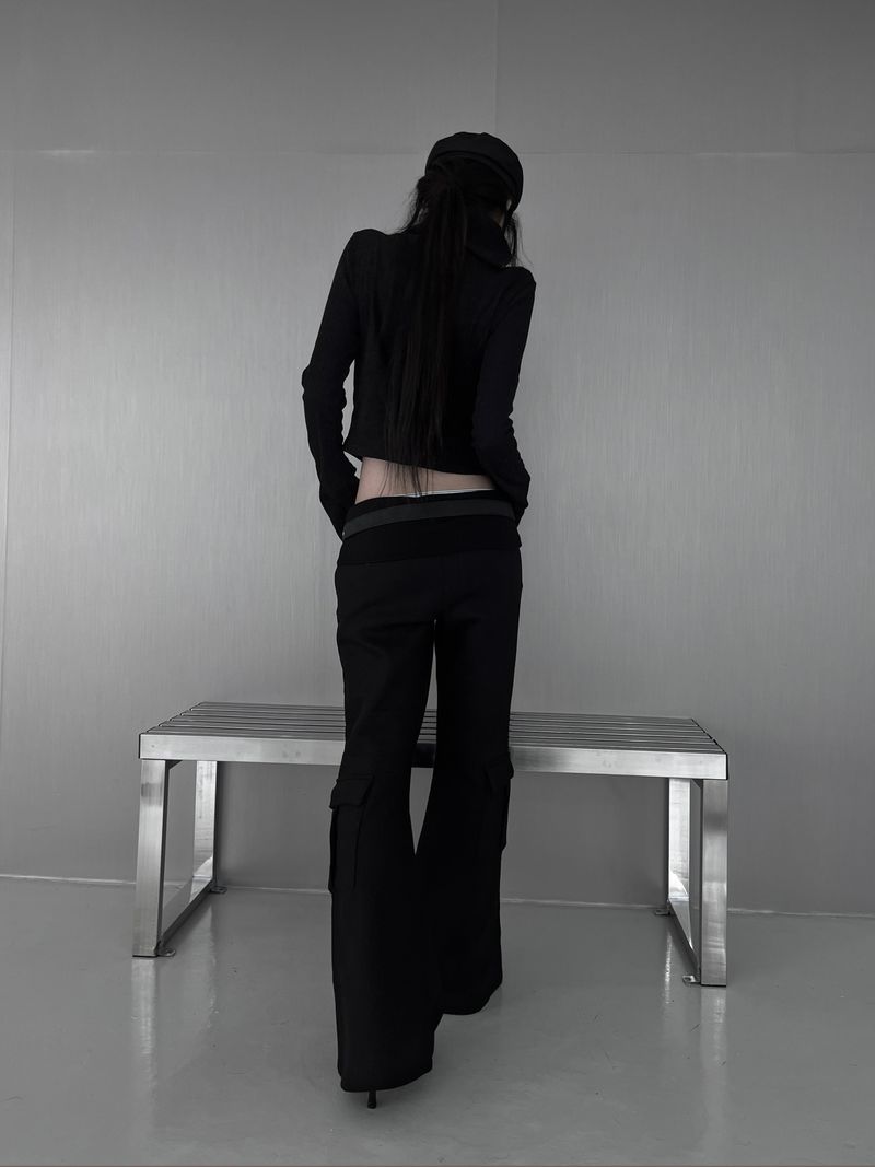 folded cargo bootcut pants (fleece-lined / 2color)