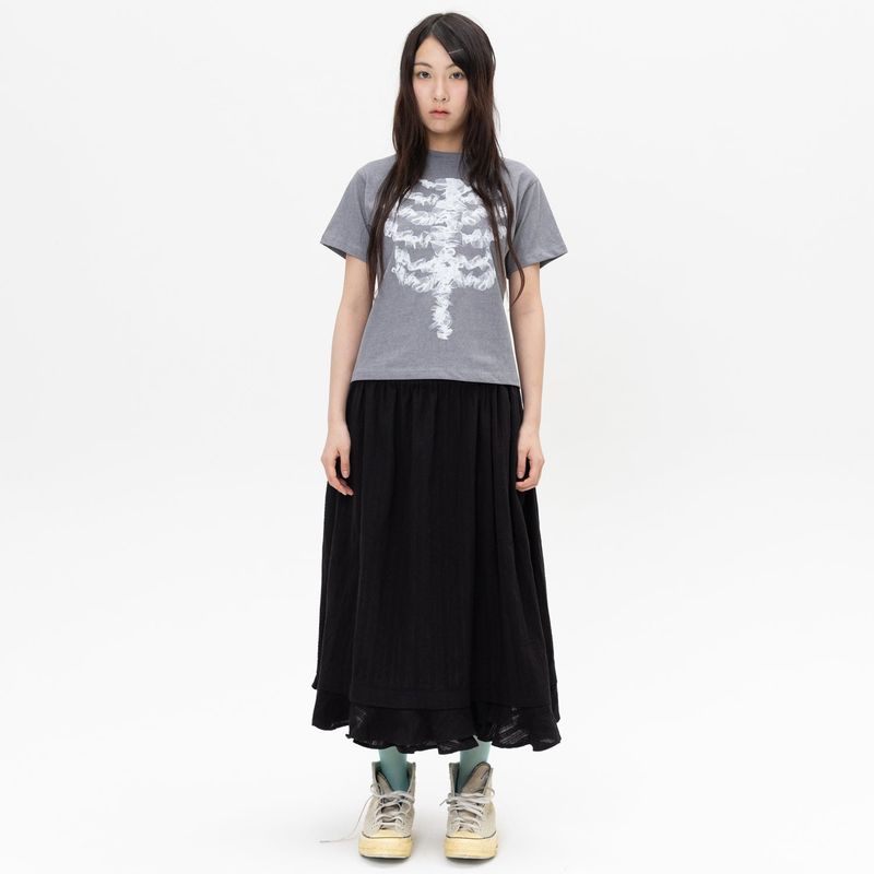 Lace Bone Angel Tee - Charcoal
