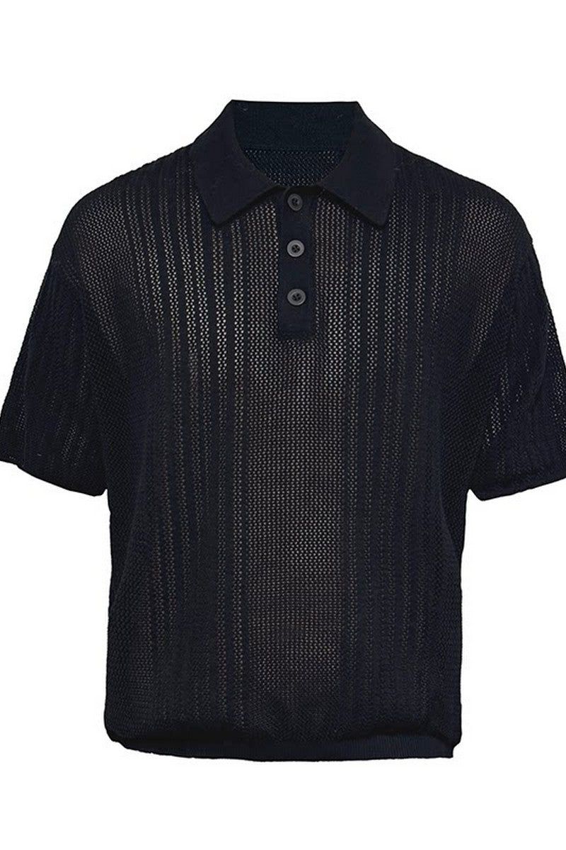 Open Knit Polo Tee