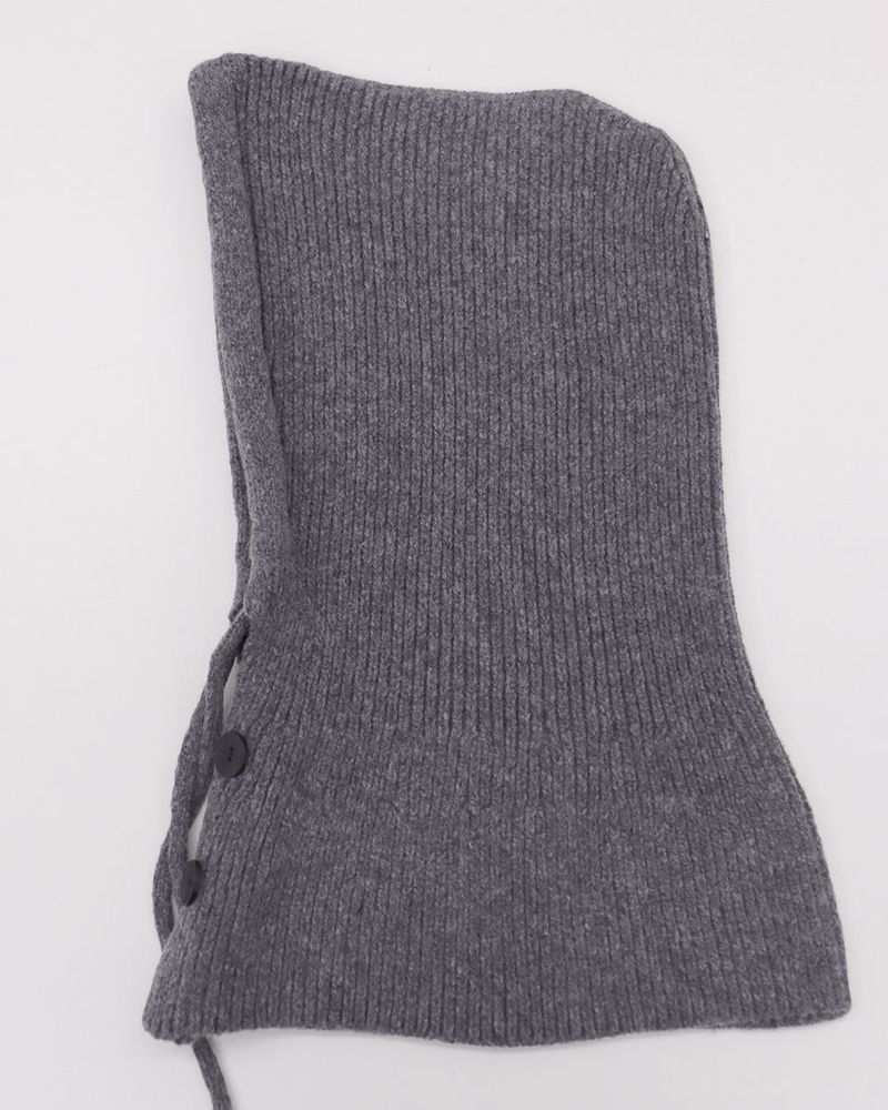 Tenu two-button hoodie knit ribbon strap balaclava