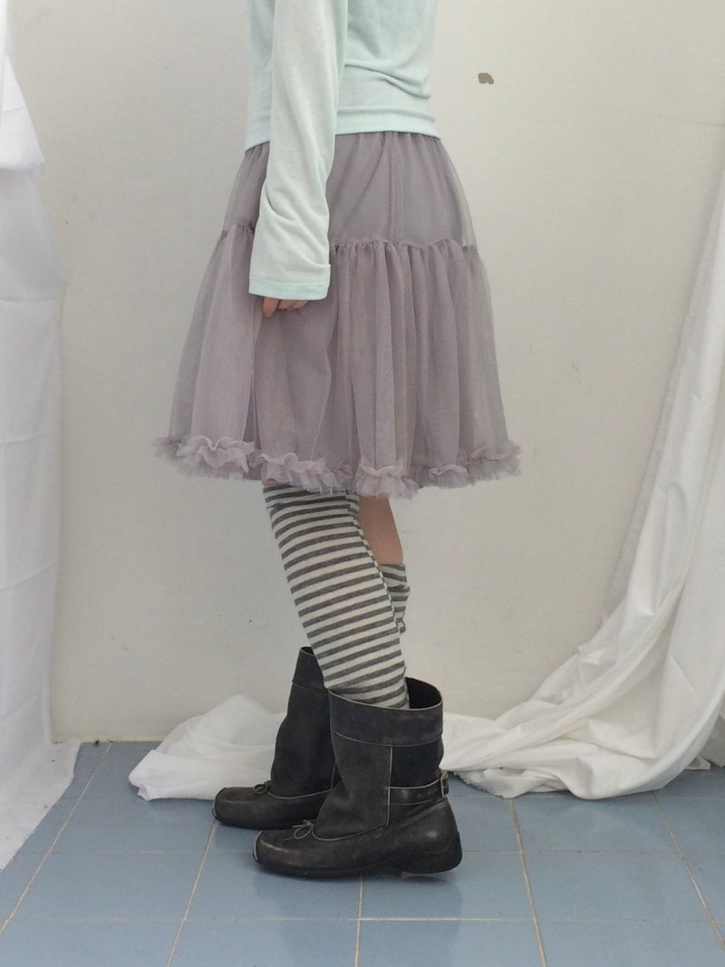 soft shirring frill skirt