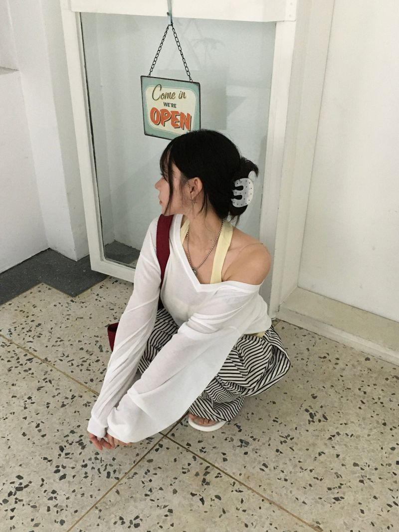 Seersucker striped wide pants (2c)