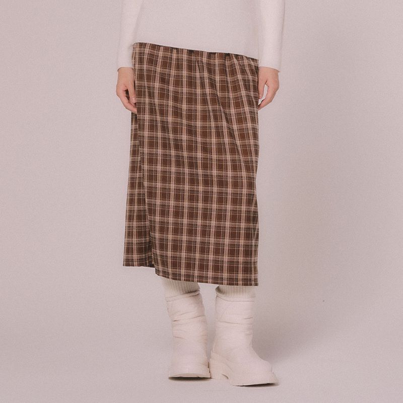 mellotory(メロートリー)の「CHECK H-LINE SKIRT (Brown)(Skirts)」