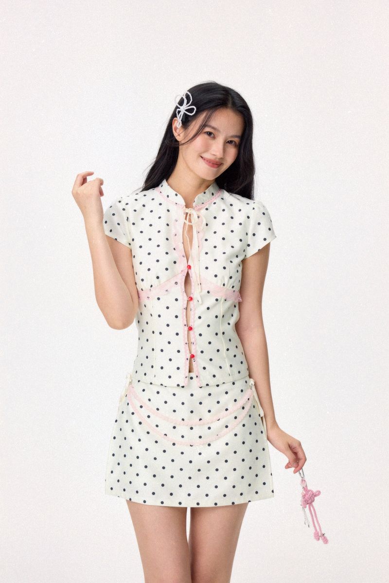 Sweetheart Cheongsam Top (White)