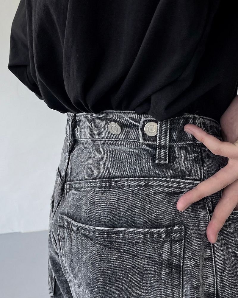 Pulse putty vintage denim Bermuda pants (Black)