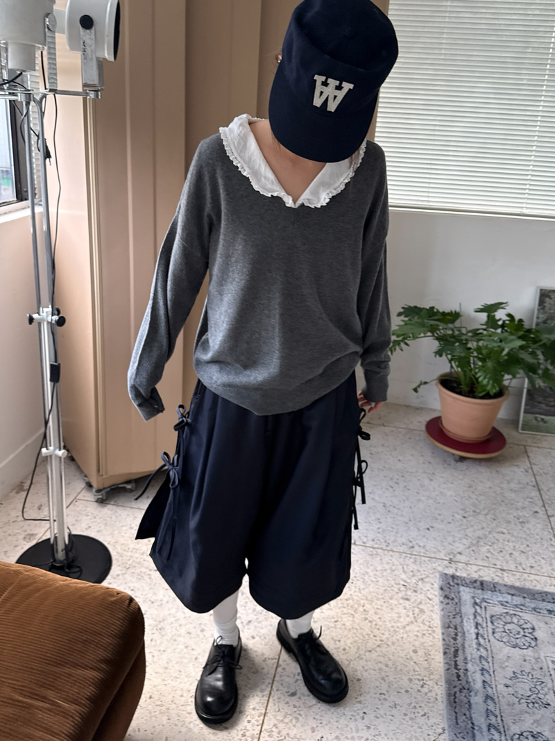 side ribbon wrap pants