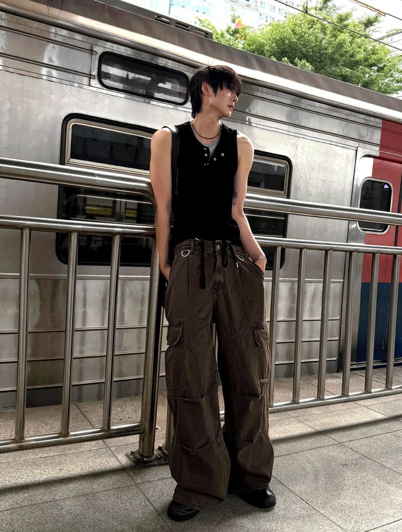 Pinter Aesthetic Raw Denim Keyring Cargo Pants