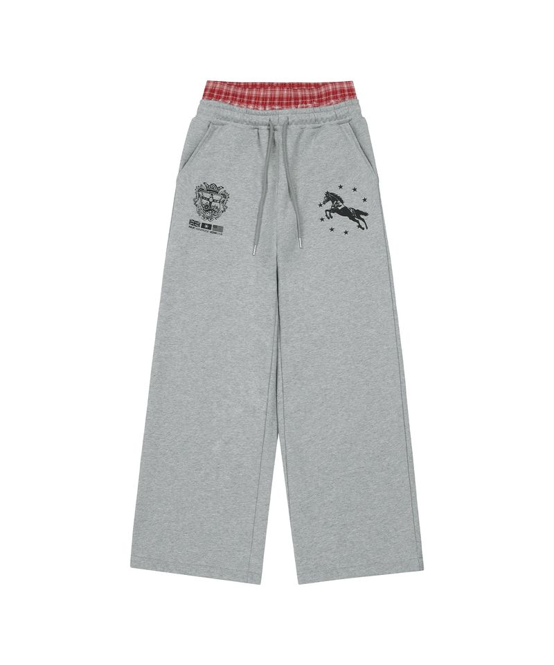 Star Horse Check Layered Sweatpants - MELANGE GRAY