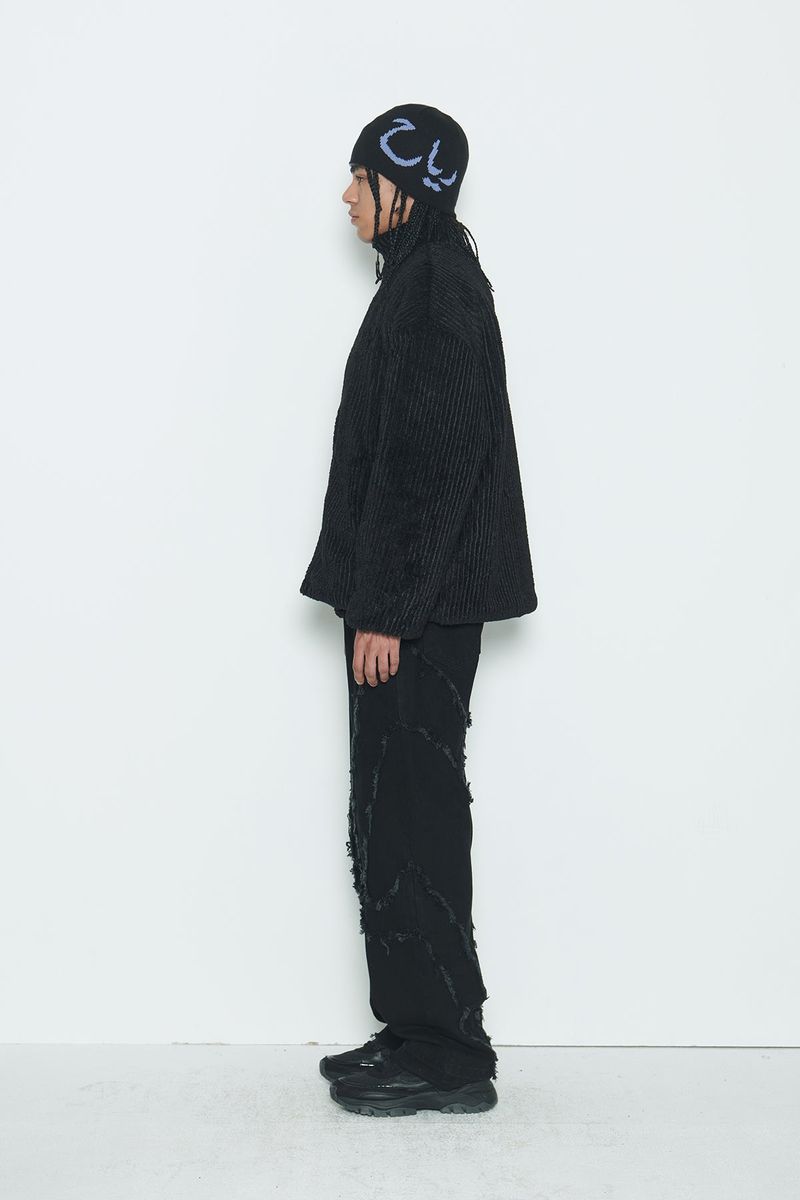 Black Stripe Sherpa Fur Jacket