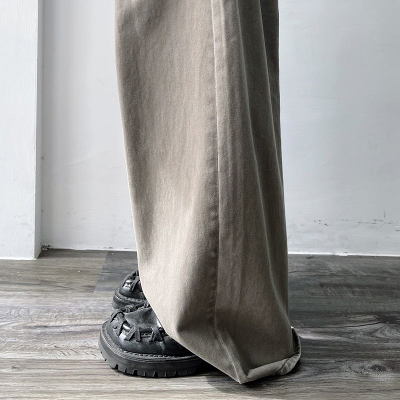 Vintage Washed Button-Fly  Wide Trousers
