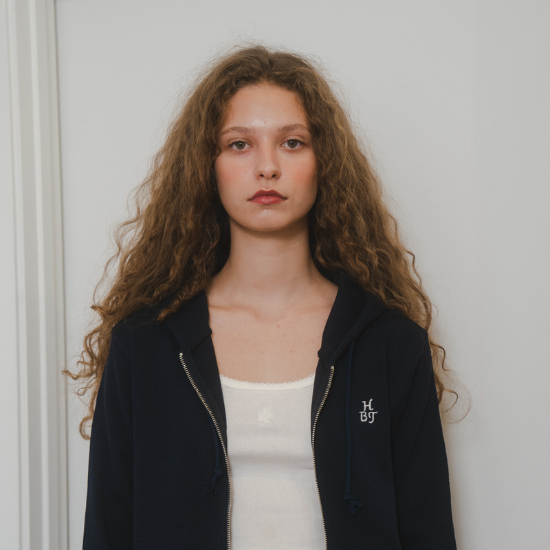 Waffle Hoodie Zipup (NAVY)