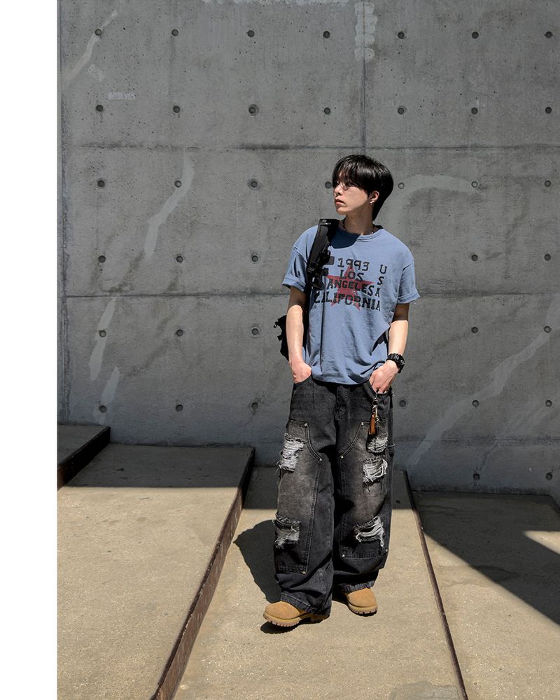 Devon Carpenter Wide Distressed Denim