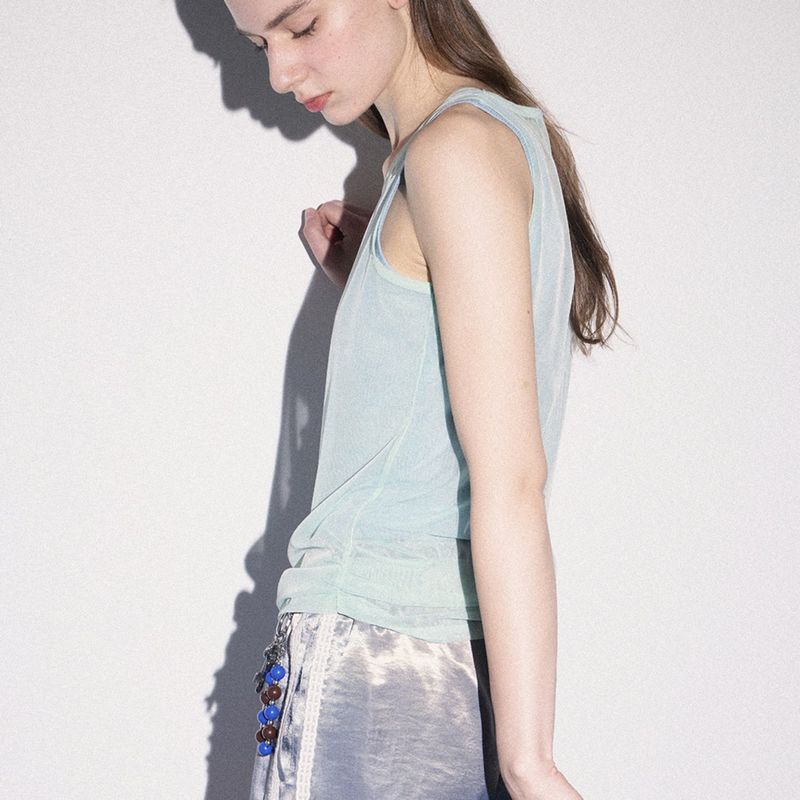 ROSE SEE THROUGH TANK TOP SET