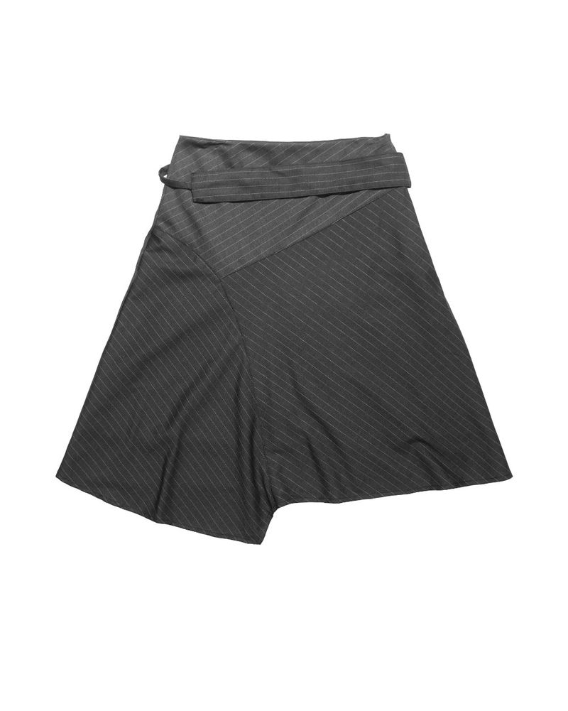  BELTED UNBAL STRIPE SKIRT