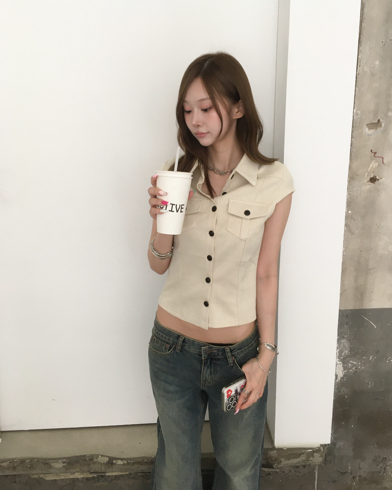 ローライズタンストレートデニムパンツ