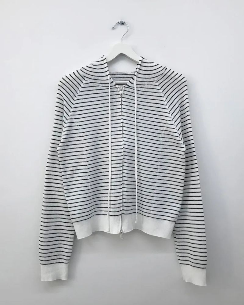 Bobby Striped Knit Zip-Up Hoodie (7color)