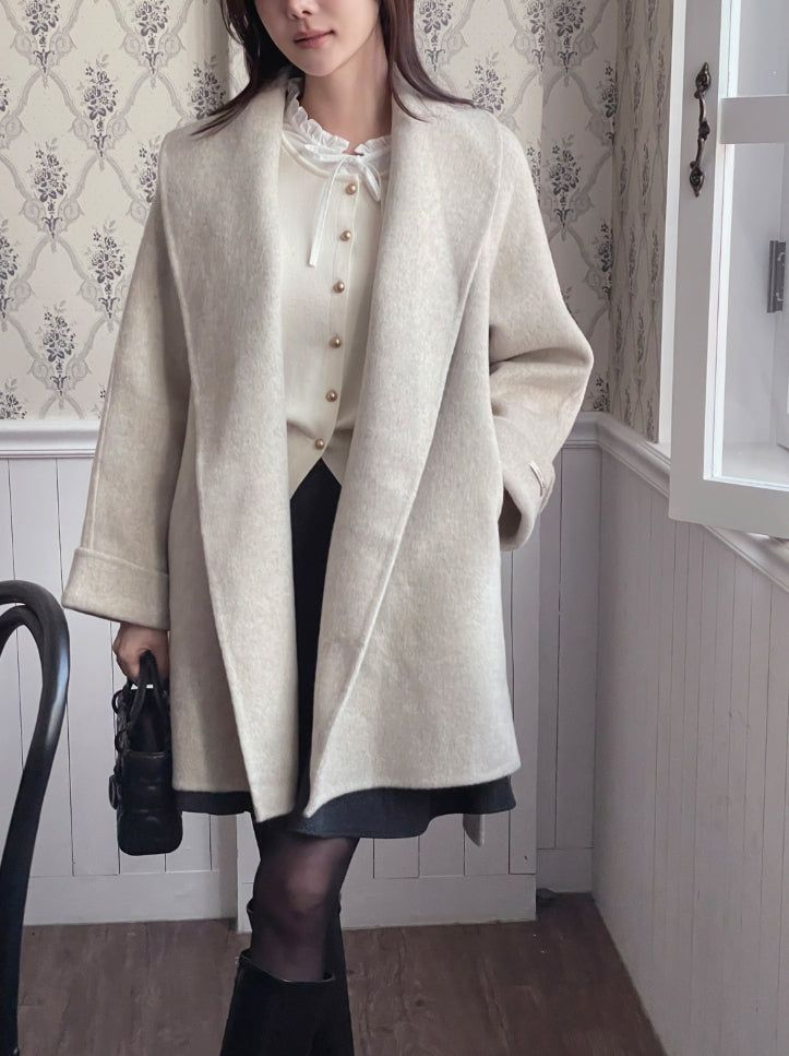 Scott Shawl Collar Wool Handmade Half Coat