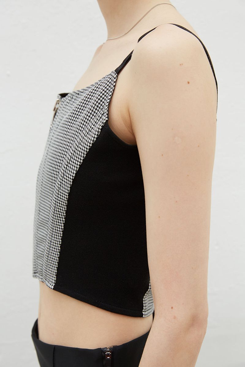 HOUNDSTOOTH CORSET SLEEVELESS
