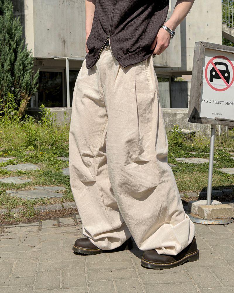 Aven Linen Two-Tuck Wide Pants
