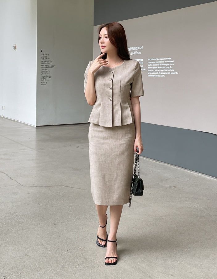 Renne Peplum H-Line Skirt