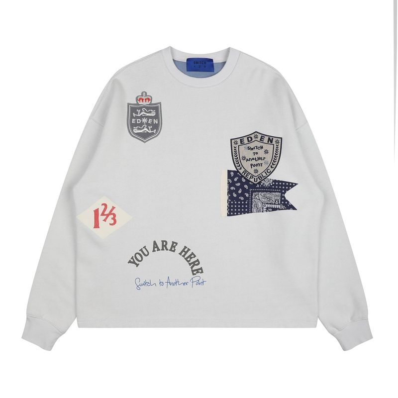 SWITCH123（スウィッチワンツースリー）の「ヴィンテージ アップリケ ポイント Tシャツ (ユニセックス)_SYF8TS01WT（トップス）」