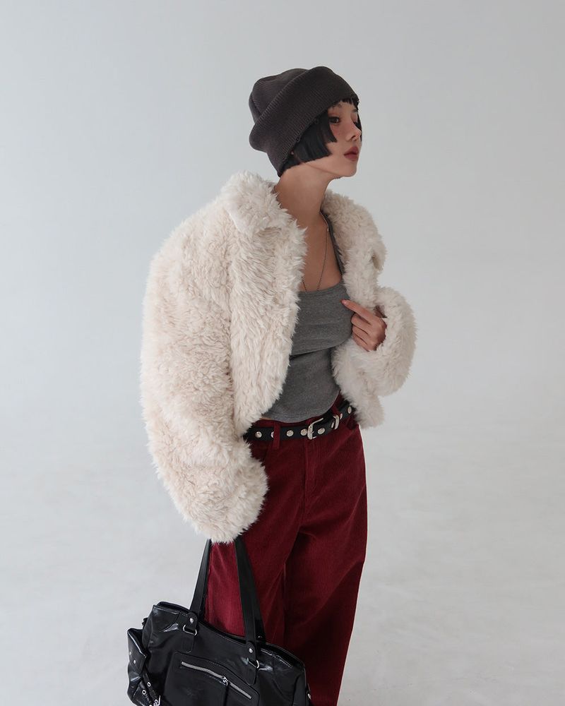 Corduroy long wide pants