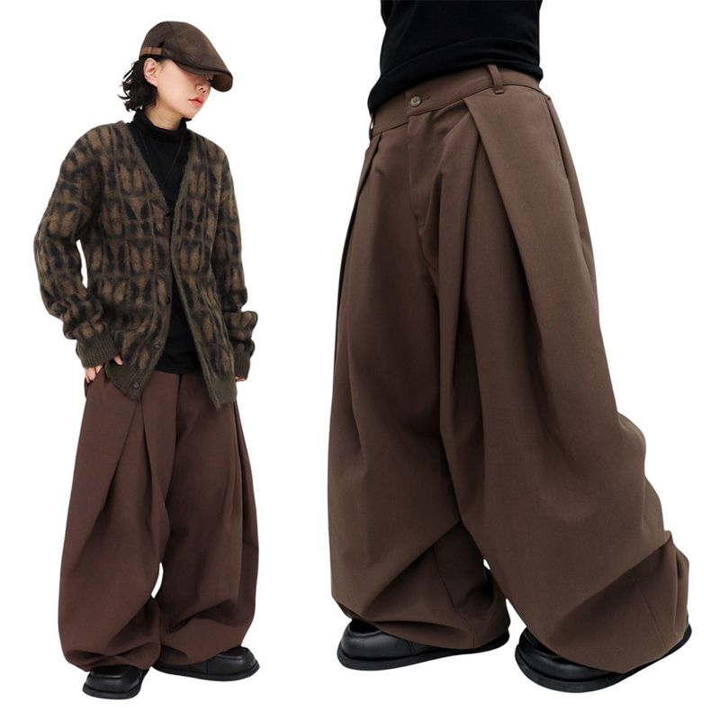 wide double pintuck string slacks