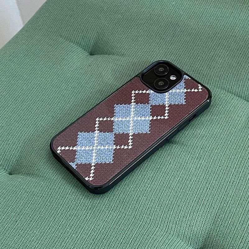 CLASSIC ARGYLE GLASS BUMPER CASE_BROWN