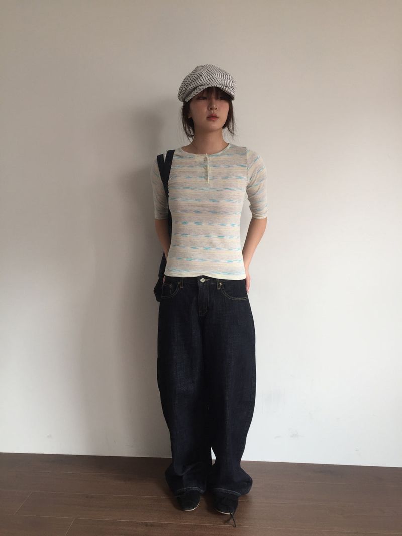 DUGGY（ダギー）の「Anti-Henry neck 3/4 sleeve T-shirt（Tops）」