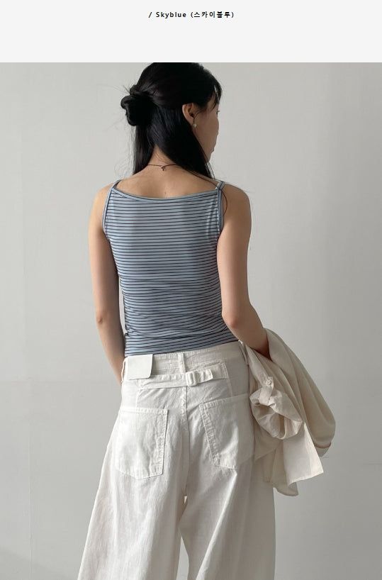 INCHANT ME(インチャントミー)の「Tencel Striped Boat Neck Sleeveless(Tops)」