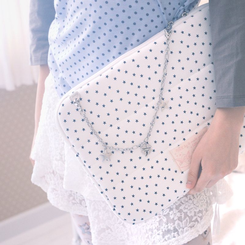 Star Chain Notebook Pouch_cotton white