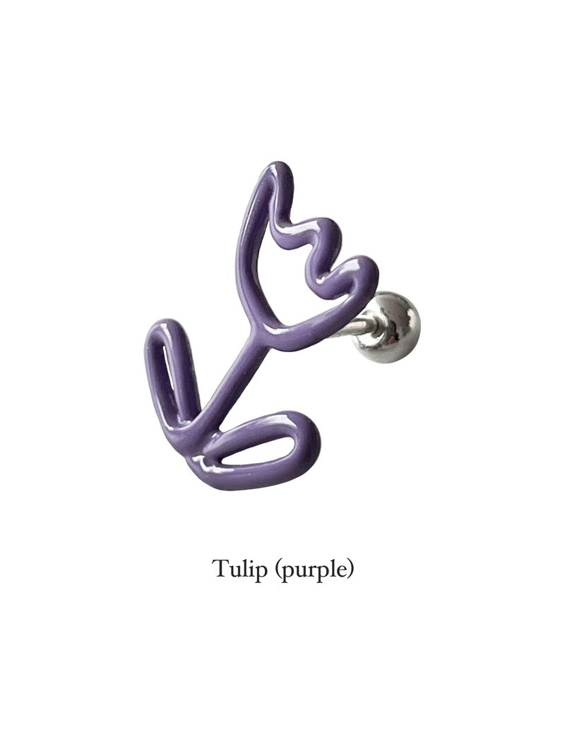 パステルドゥードゥルピアス（パープル）-チューリップ